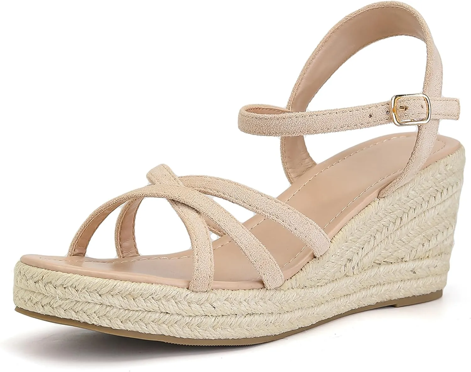 Women's Wedge Sandals Summer Espadrille Casual Strappy Braided Heels - Comfortable Versatile Open Toe Design with Ankle Strap for Dressy Outfits