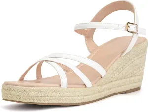 Women's Wedge Sandals Summer Espadrille Casual Strappy Braided Heels - Comfortable Versatile Open Toe Design with Ankle Strap for Dressy Outfits