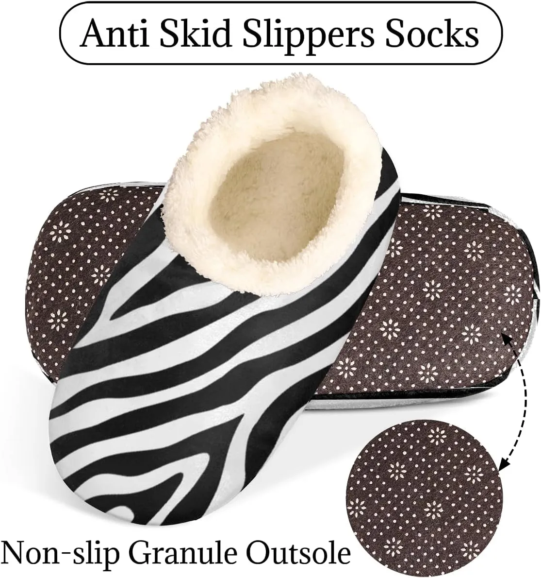 Wood Texture Women's Slippers, Abstract Art Retro Non-Slip House Slipper Socks, Plush Lined Slippers Shoes for Girls Boys Teens Indoor Bedroom