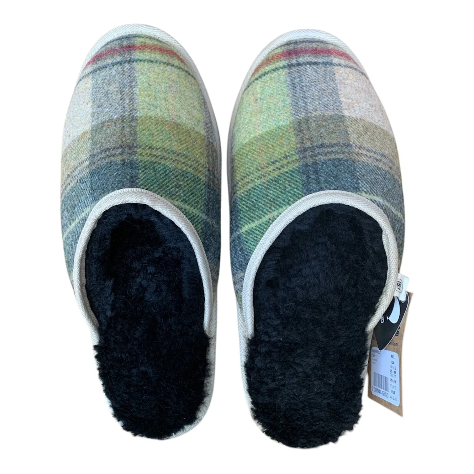 Wool Plaid XXL Black Slippers