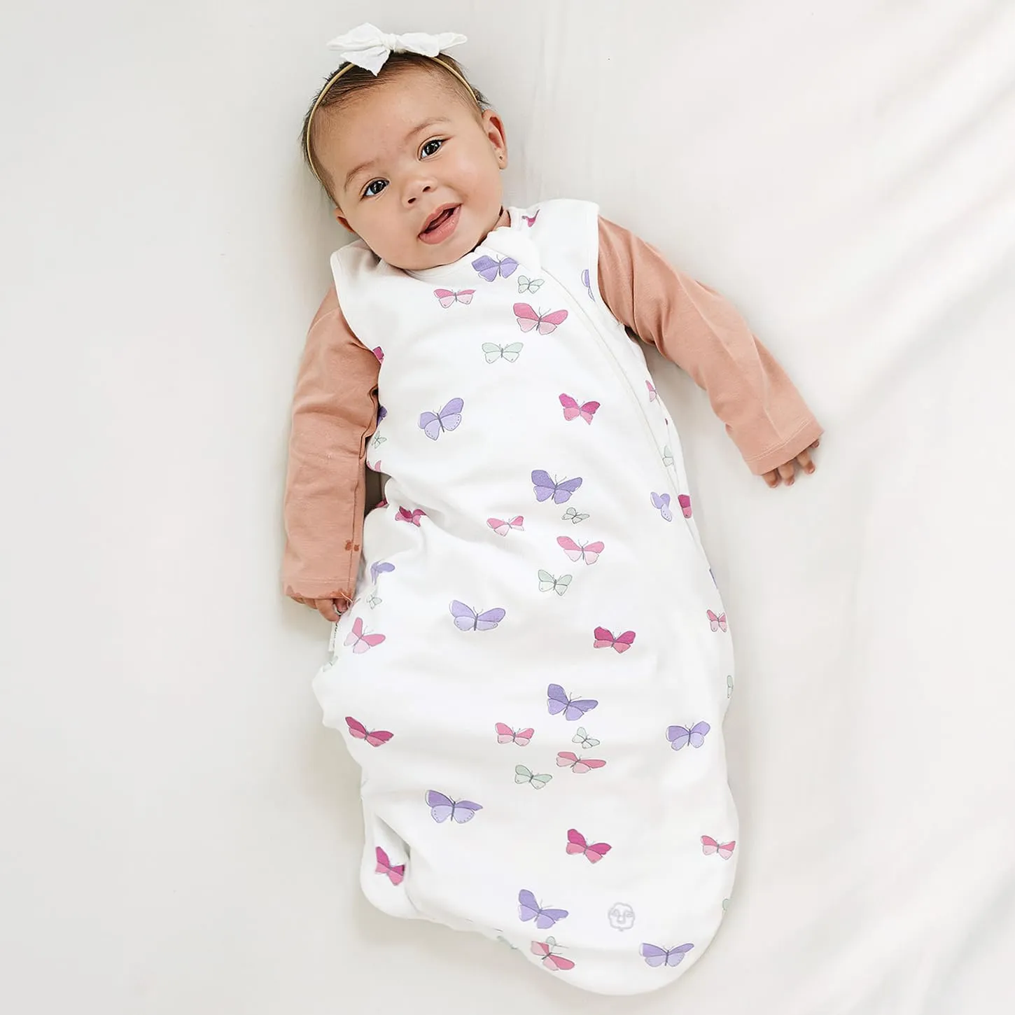 Woolino Merino Wool and Organic Cotton Sleep Bag - 4 Season Classic Sack for Baby and Toddler - Two-Way Zipper - 18-36 Months - Butterfly