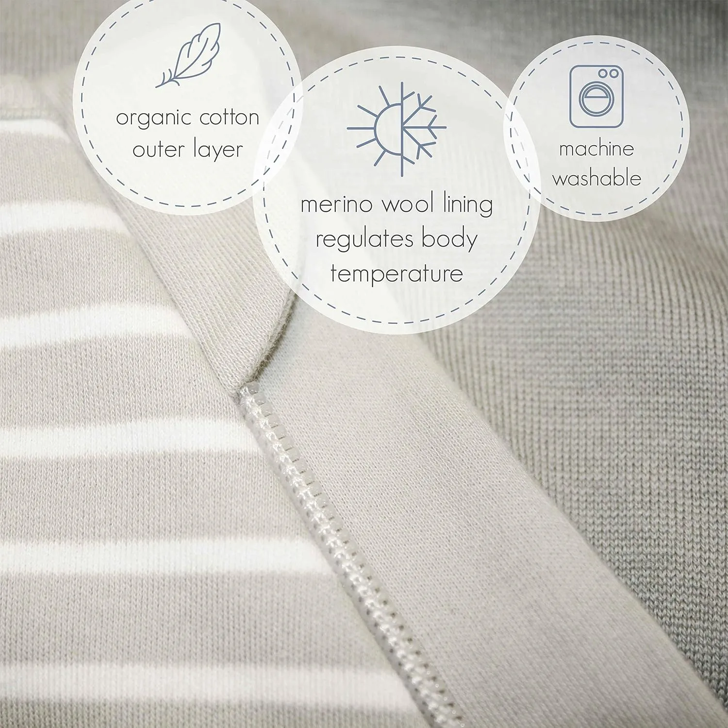 Woolino Merino Wool and Organic Cotton Sleep Bag - 4 Season Classic Sack for Baby and Toddler - Two-Way Zipper - 18-36 Months - Butterfly