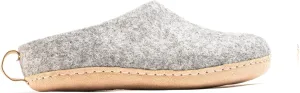 Woolly's Indoor Open Heel Slippers With Leather Sole (Natural Grey) - 38 | Premium New Zeland Wool | Handcrafted with Italian Design | Soft, Breathable & Ordor Free