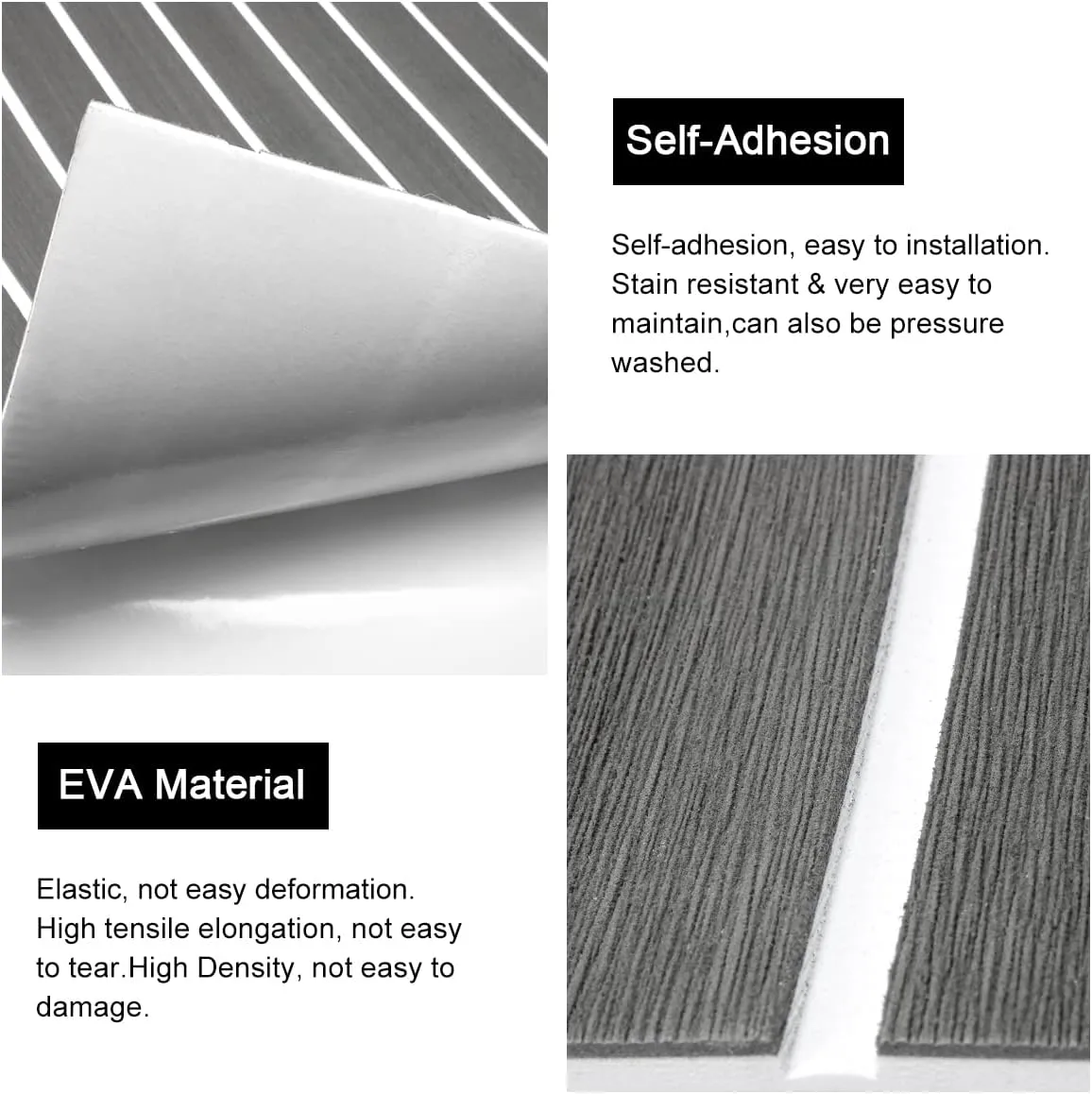 WOOWAVE EVA Foam Boat Flooring Decking Sheet Marine Mat Non-Slip and Self-Adhesive Flooring for Motorboat RV Yacht Kayak Swimming Pool Sea Deck Pad, 94.5x31.5 inch (Teak Diamond)
