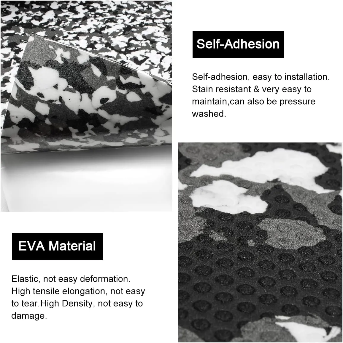 WOOWAVE EVA Foam Boat Flooring Decking Sheet Marine Mat Non-Slip and Self-Adhesive Flooring for Motorboat RV Yacht Kayak Swimming Pool Sea Deck Pad, 94.5x31.5 inch