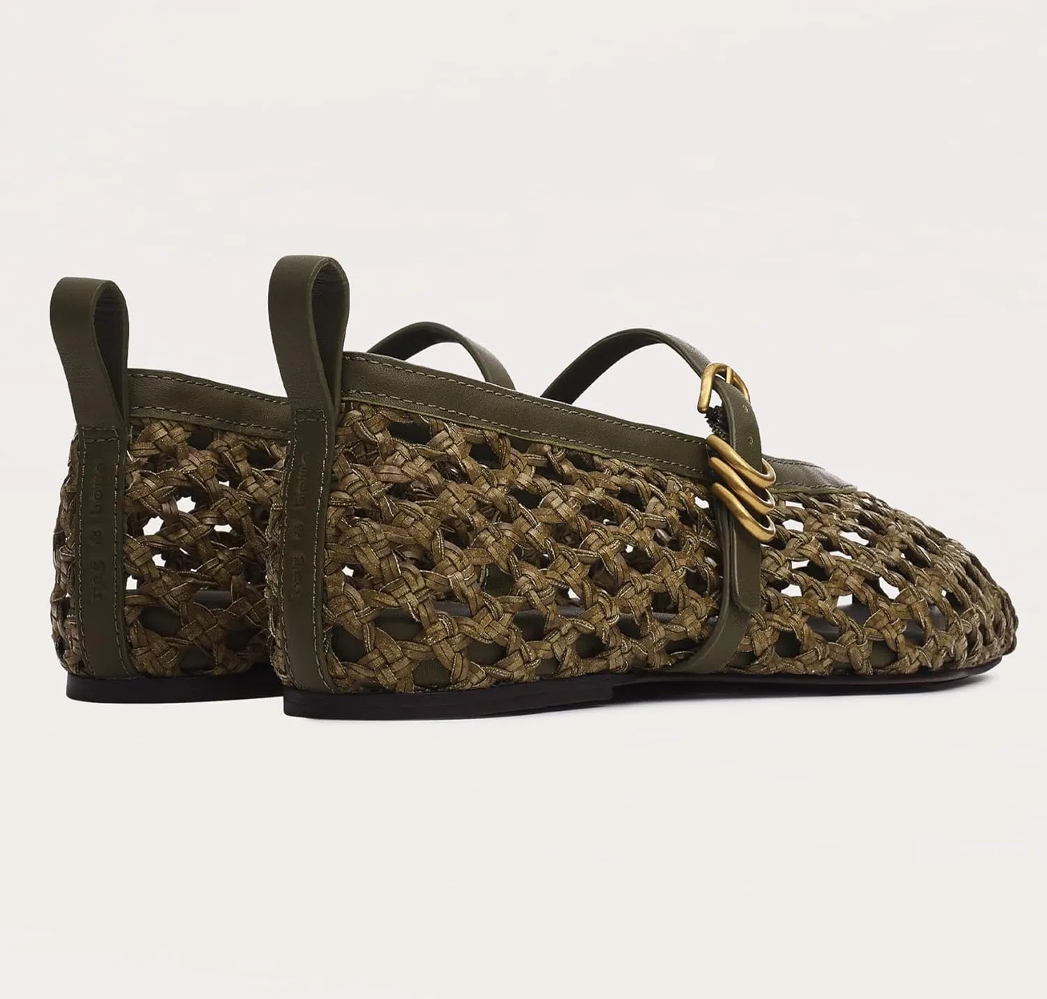 Woven Mesh Ballet Flats for Women Comfortable Raffia Metal Buckle Strap Ballet Flats Casual Closed Toe Mary Jane Flat