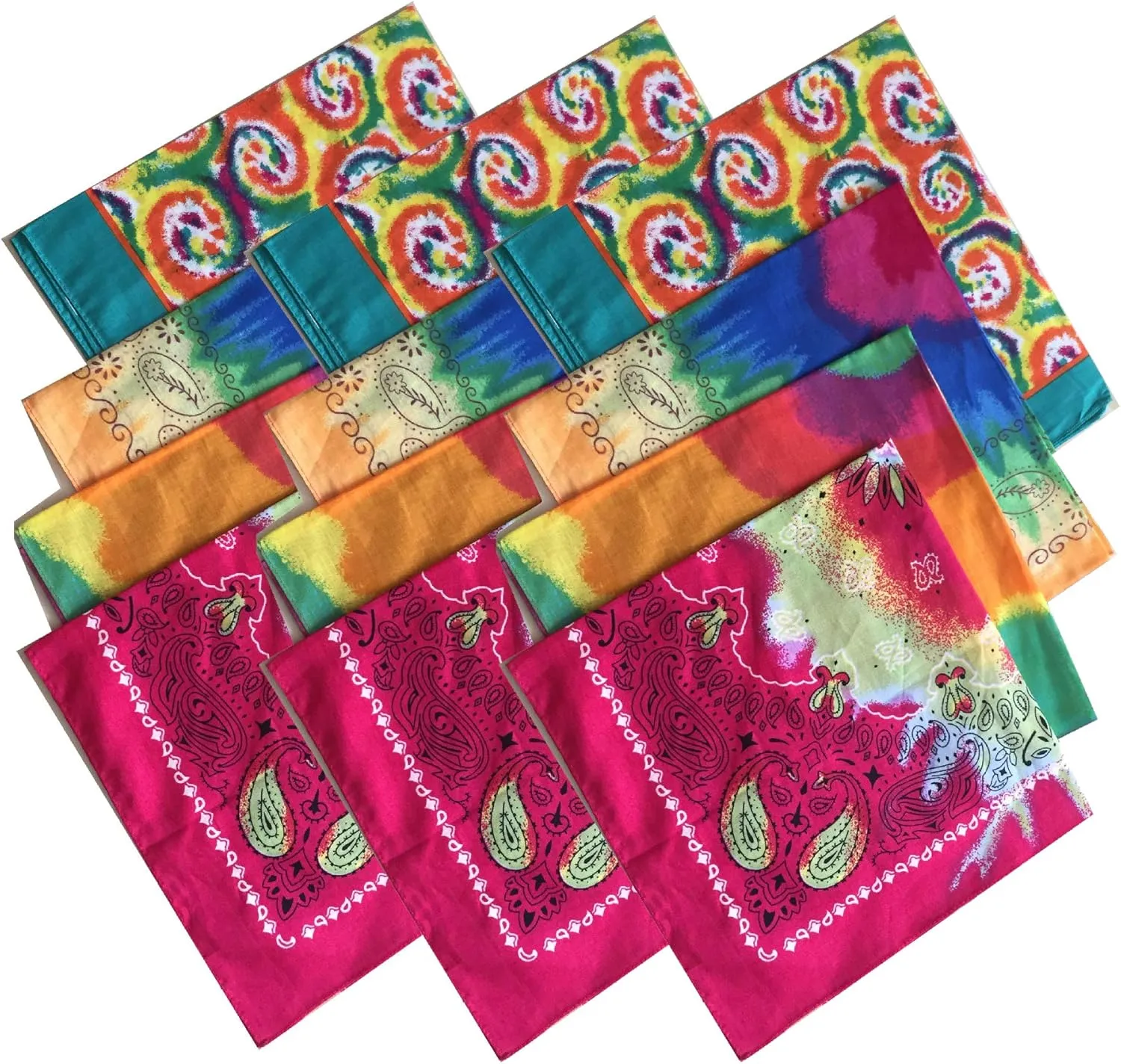 xsby 12 Piece Novelty Bandanas Paisley 100% Cotton Headwear