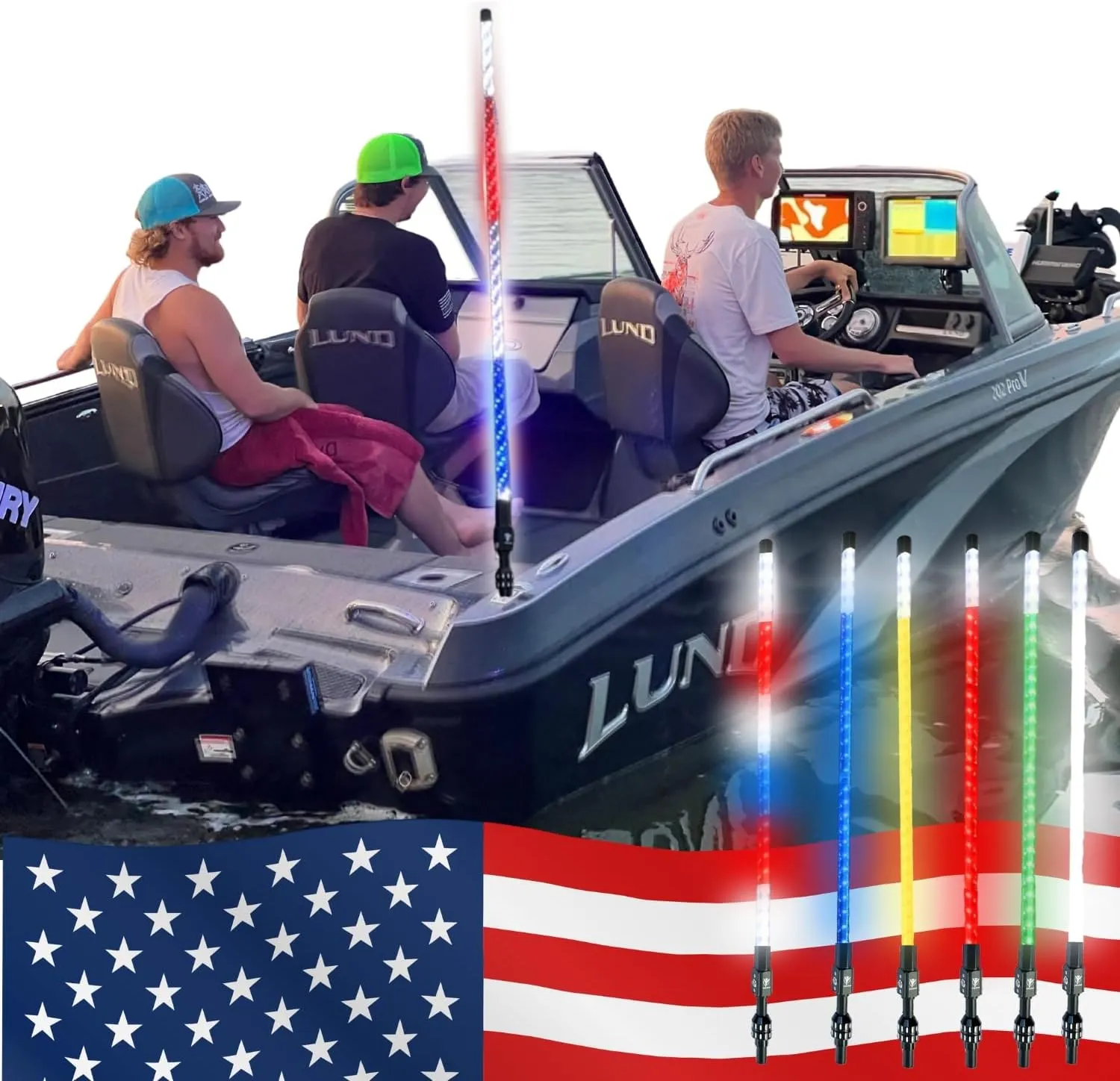 YOLOtek Veteran Owned - 4ft Nav LIGHT SHOW 360º - Marine Boat Navigation Lights LED - 2NM Coast Guard Compliant – 12 Solid Colors, 130  Patterns w/Red White Blue - Boat Anchor Light Running Stern Pole