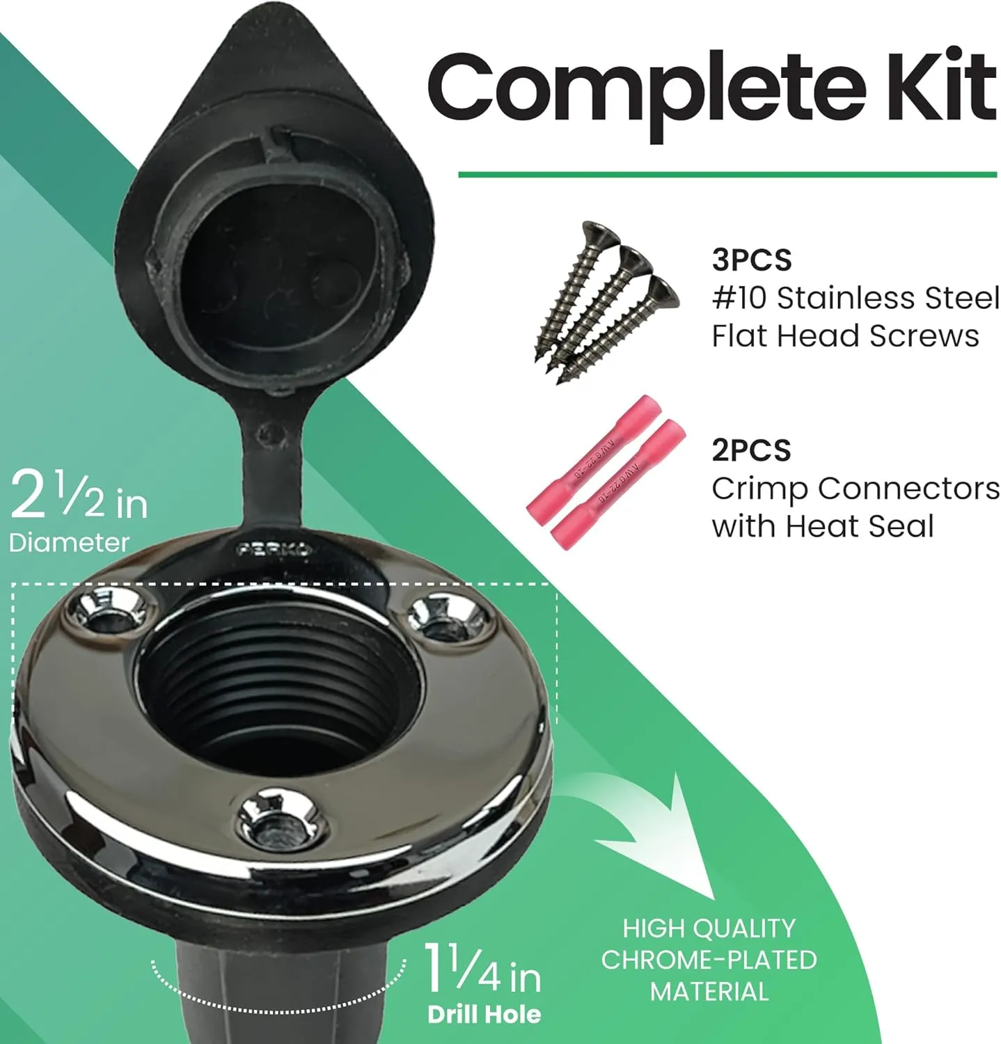 YOLOtek Veteran Owned - PERKO Port Kit - Secure Boat Navigation Lights for Stern or Bow - Boat Accessories (Round)