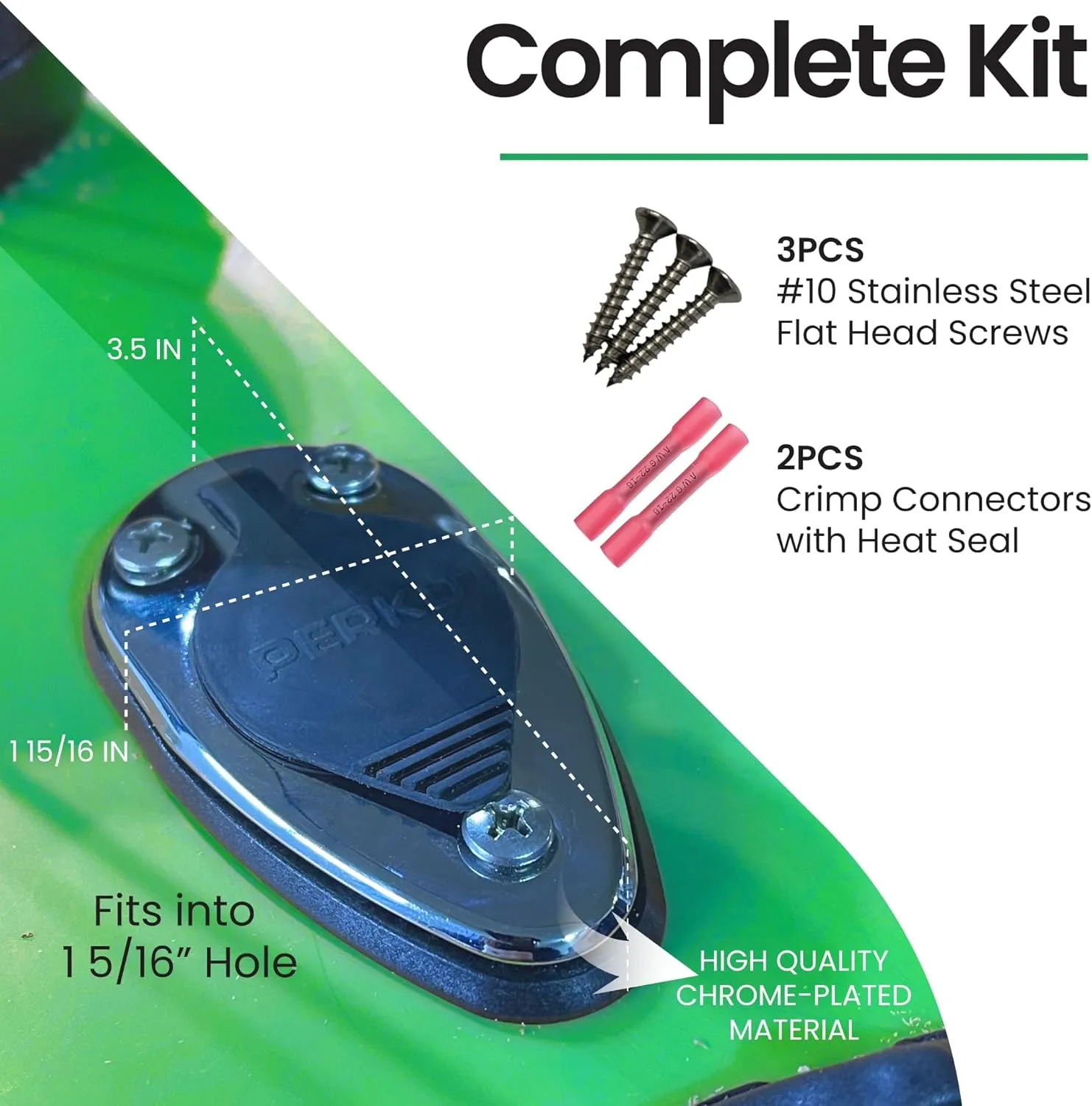 YOLOtek Veteran Owned - PERKO Port Kit - Secure Boat Navigation Lights for Stern or Bow - Boat Accessories (Teardrop)