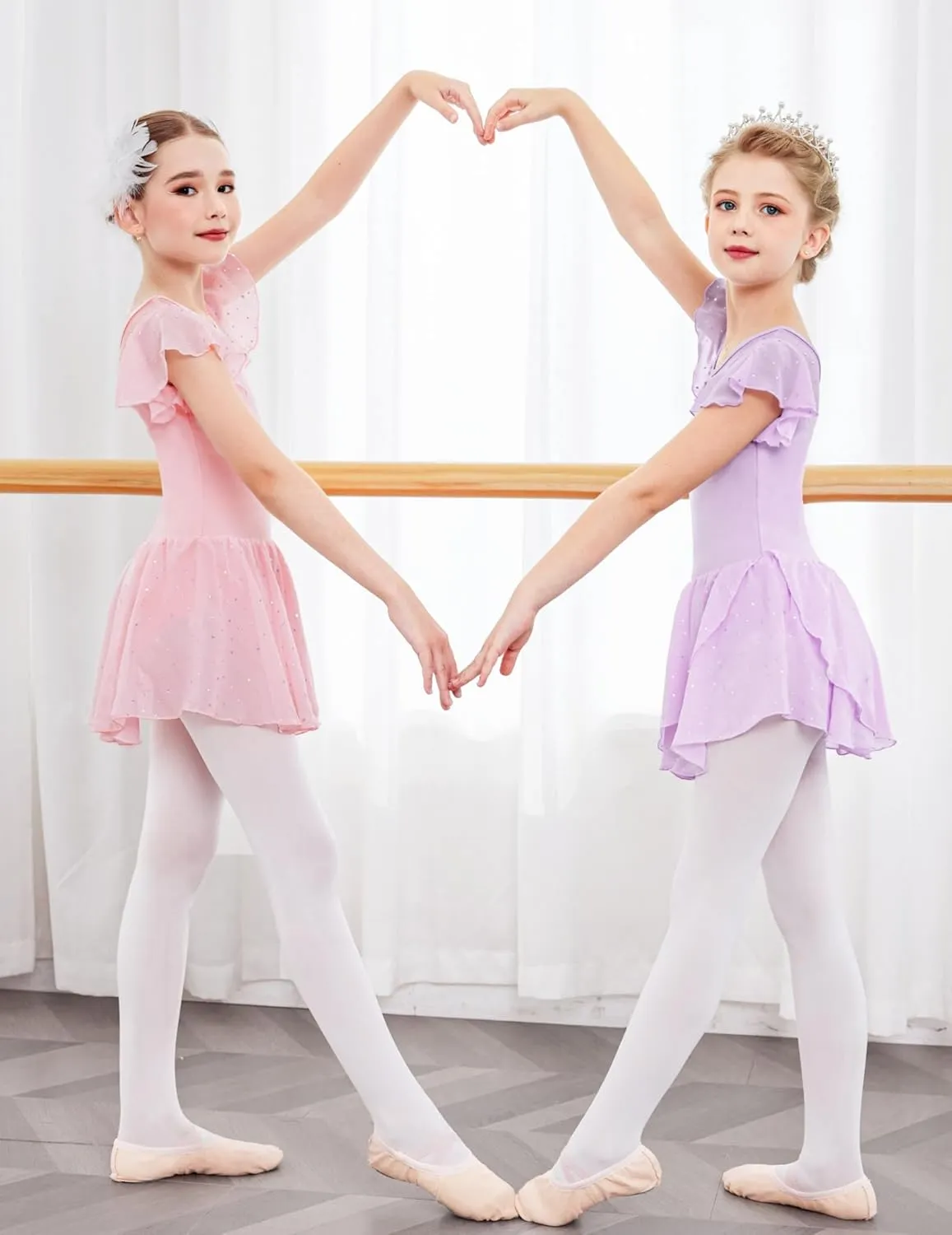 Zaclotre Girls Ballet Leotards Ruffle Sleeve Sparkle Dance Leotard Toddler Ballerina Dress Outfits