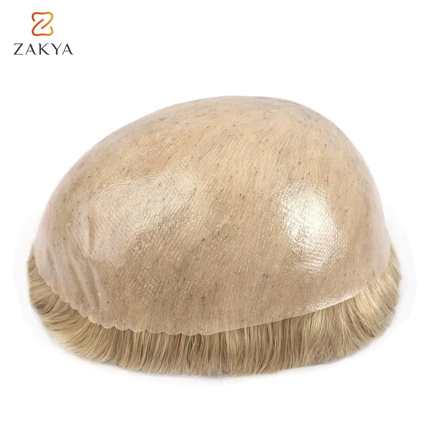 Zakya Hair System for Men Thin Skin with Gauze Durable Men's Hair System Real Human Hair Men's Hairpieces 8x10 Inches Base Replacement System for Men Light Blond 22#