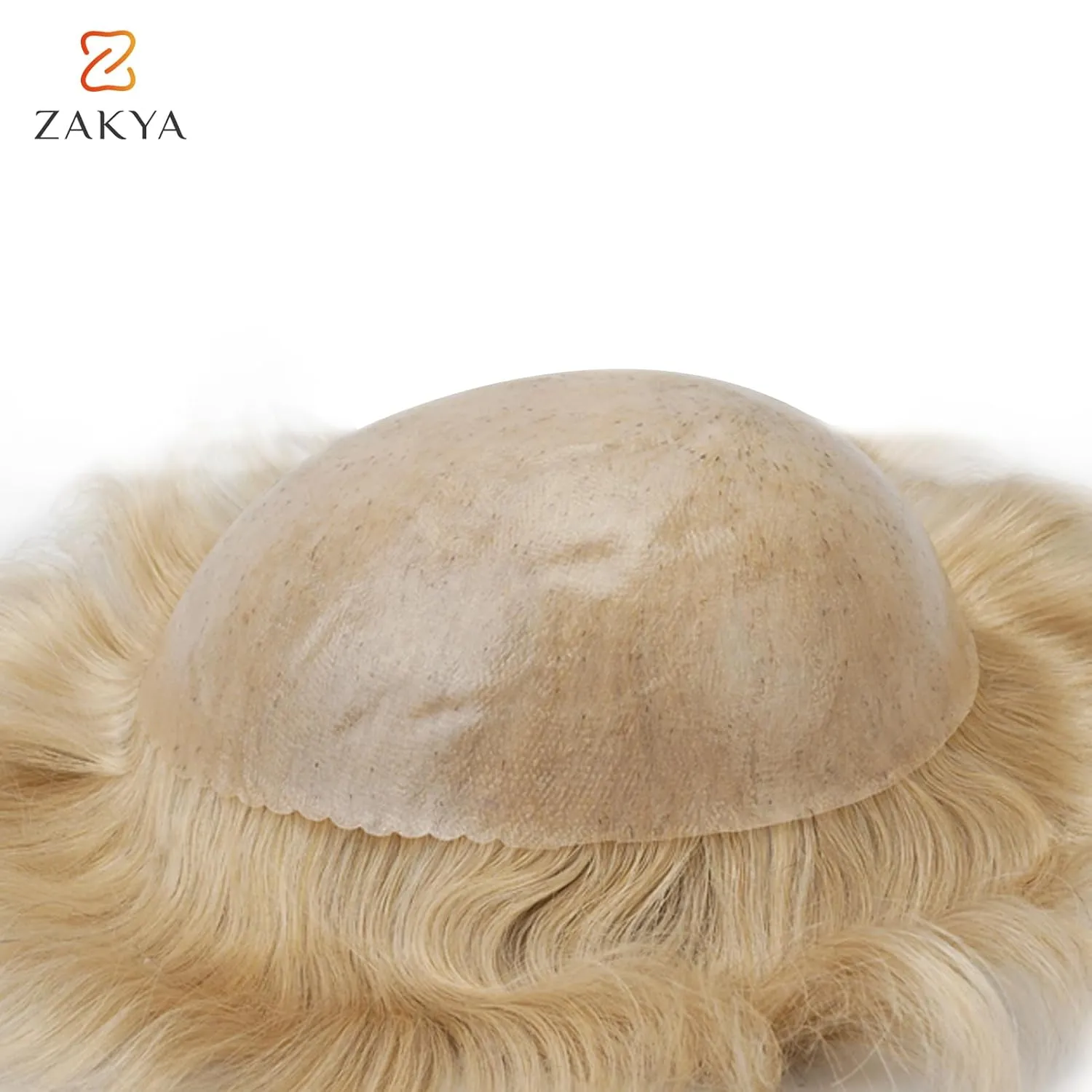 Zakya Hair System for Men Thin Skin with Gauze Durable Men's Hair System Real Human Hair Men's Hairpieces 8x10 Inches Base Replacement System for Men Light Blond 22#