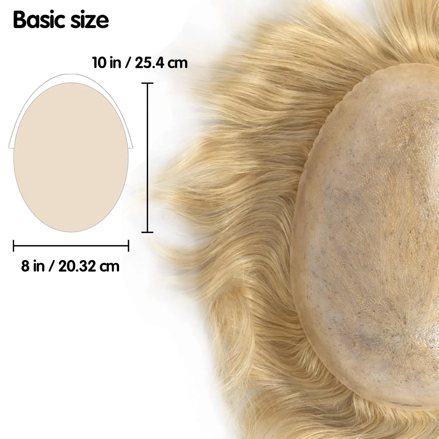 Zakya Hair System for Men Thin Skin with Gauze Durable Men's Hair System Real Human Hair Men's Hairpieces 8x10 Inches Base Replacement System for Men Light Blond 22#