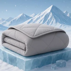 ZonLi Cooling Blanket for Hot Sleepers 50"x70", Q-Max 0.5 Lightweight Cool Touch Breathable Summer Blanket for Night Sweats, All-Season Cold Blankets, Mist Gray