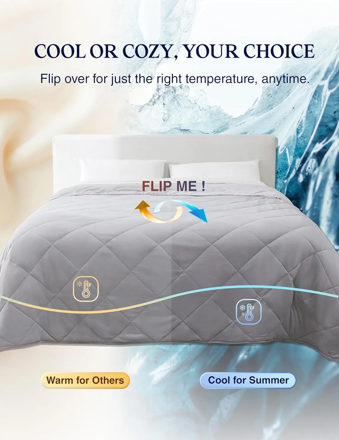 ZonLi Cooling Blanket for Hot Sleepers 50"x70", Q-Max 0.5 Lightweight Cool Touch Breathable Summer Blanket for Night Sweats, All-Season Cold Blankets, Mist Gray