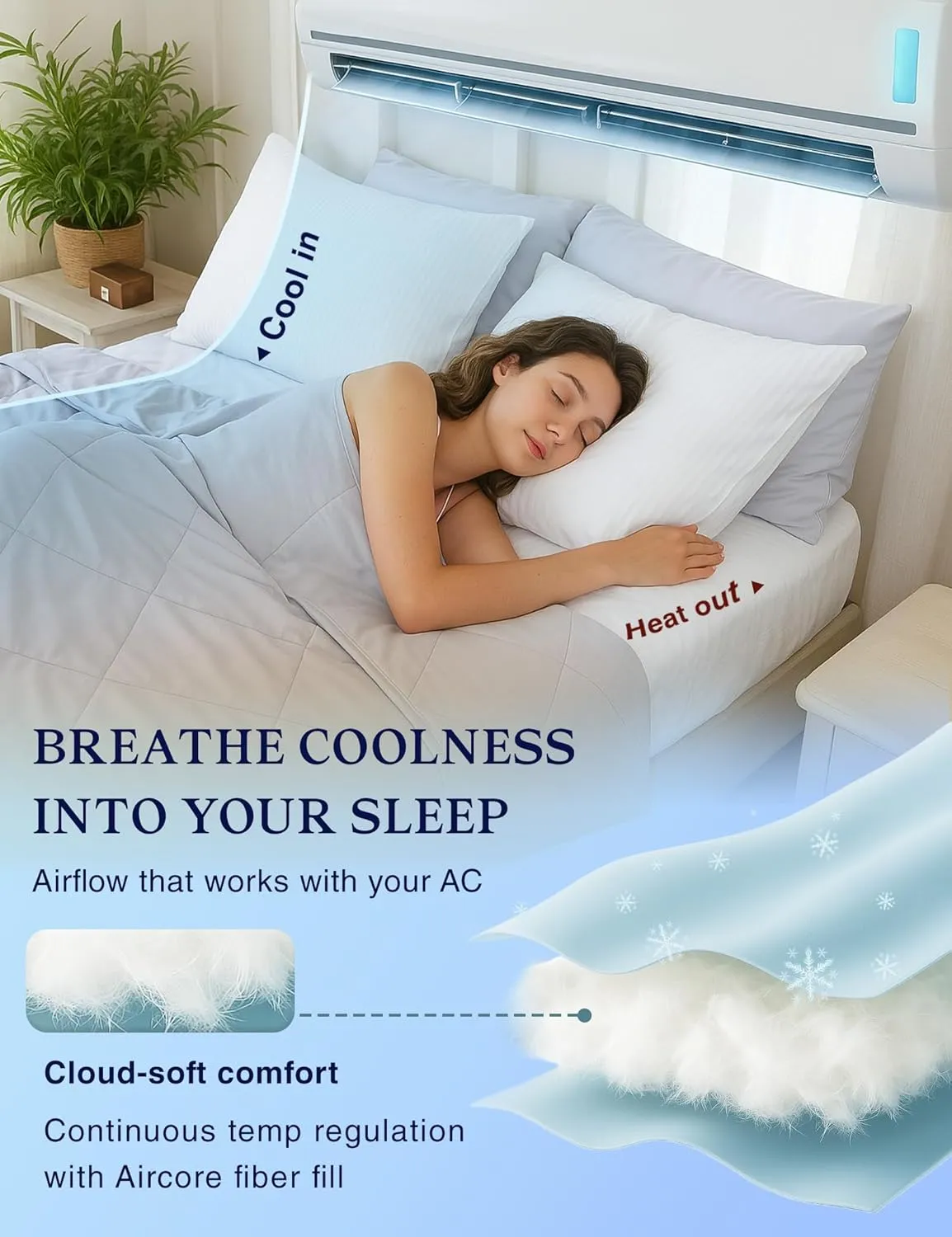 ZonLi Cooling Blanket for Hot Sleepers 50"x70", Q-Max 0.5 Lightweight Cool Touch Breathable Summer Blanket for Night Sweats, All-Season Cold Blankets, Mist Gray