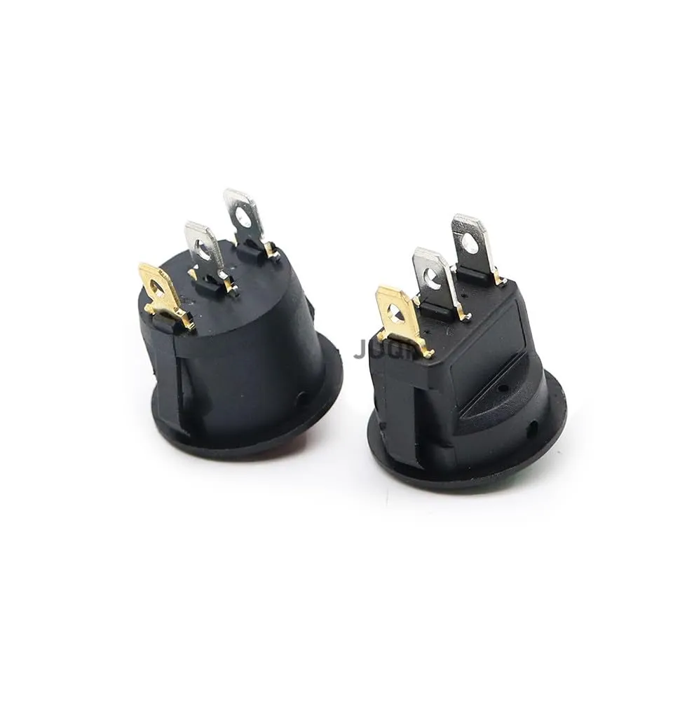 ZUC 2PCS KCD1 Rocker Switch Blue ON-Off 12V 220V 2 Position 3Pin Small Round Electrical Equipment with Light Power Switch(2PCS Mix and Match,220V)