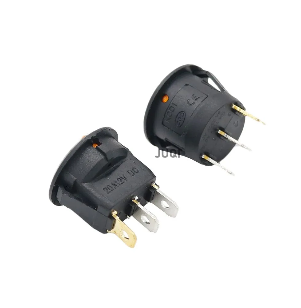 ZUC 2PCS KCD1 Rocker Switch Blue ON-Off 12V 220V 2 Position 3Pin Small Round Electrical Equipment with Light Power Switch(2PCS Mix and Match,220V)