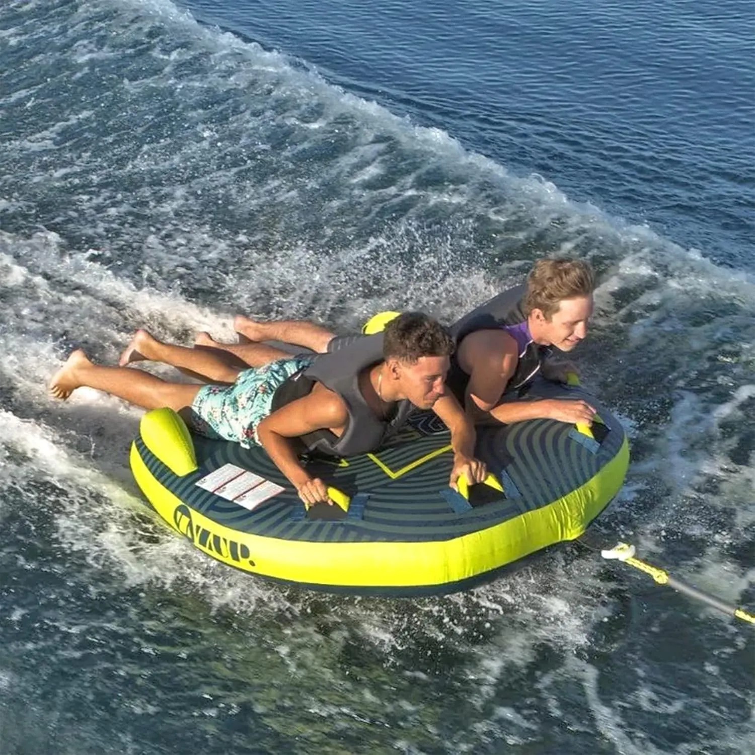 ZUP Zone Buster Towable Heavy Duty Deck Tube for Boating with Stabilizer Fins, Quick-Connect Tow Hook & Full Nylon Cover