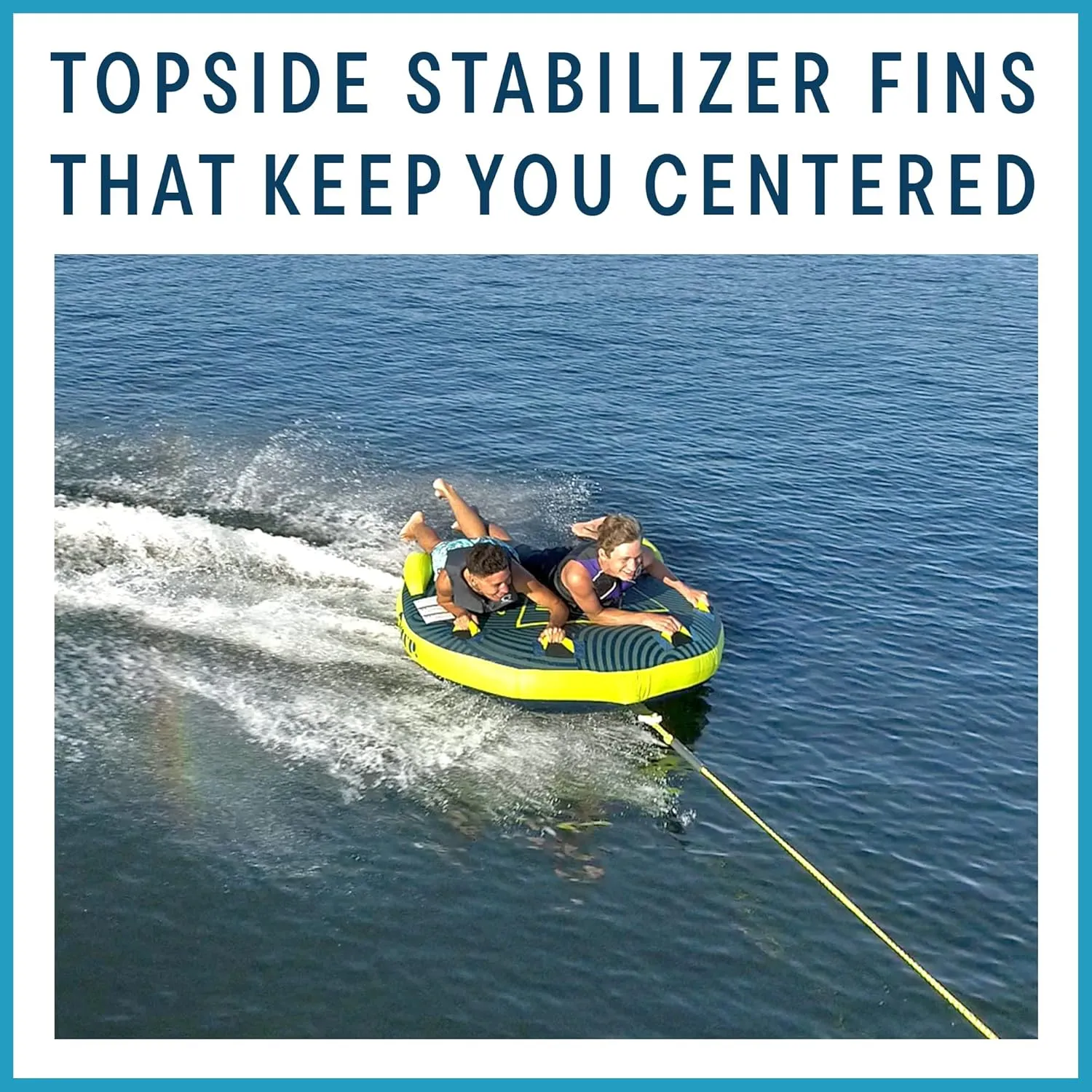 ZUP Zone Buster Towable Heavy Duty Deck Tube for Boating with Stabilizer Fins, Quick-Connect Tow Hook & Full Nylon Cover
