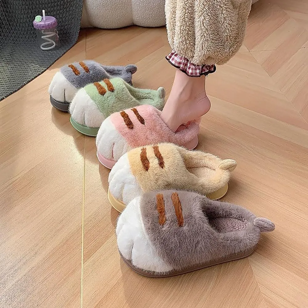 Zureto Cat Paw Slippers for women, Cat Feet Slipper, Indoor Outdoor Cute Funny 3D Cartoon Warm Fluffy Furry Winter House Shoes