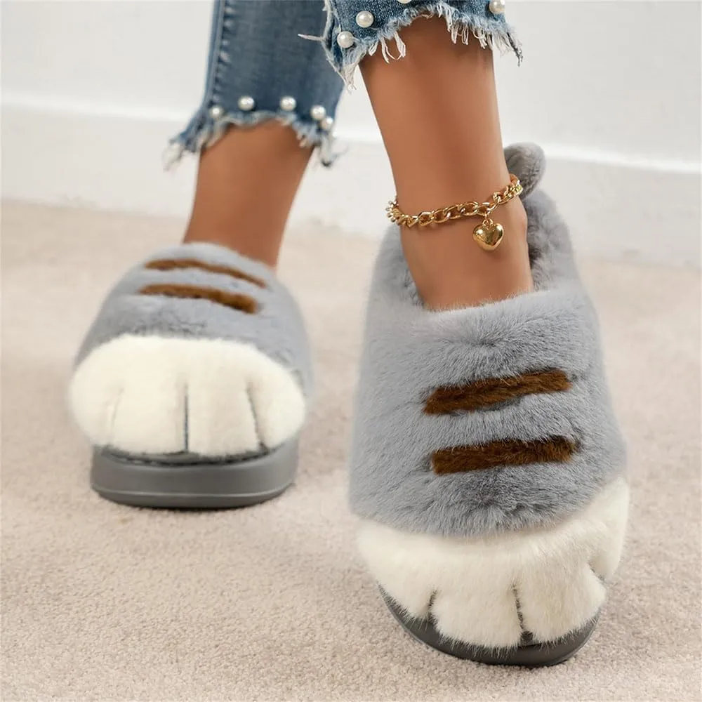 Zureto Cat Paw Slippers for women, Cat Feet Slipper, Indoor Outdoor Cute Funny 3D Cartoon Warm Fluffy Furry Winter House Shoes