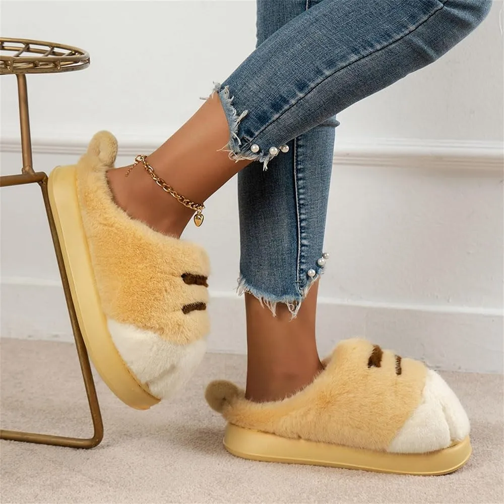 Zureto Cat Paw Slippers for women, Cat Feet Slipper, Indoor Outdoor Cute Funny 3D Cartoon Warm Fluffy Furry Winter House Shoes